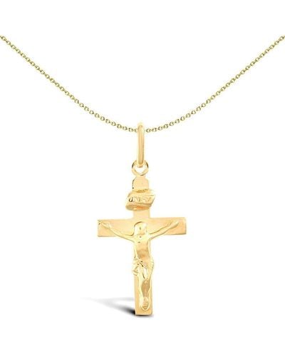 Jewelco London Solid 9ct Gold Flat Inri Crucifix Cross Pendant - Jpx009 - Metallic