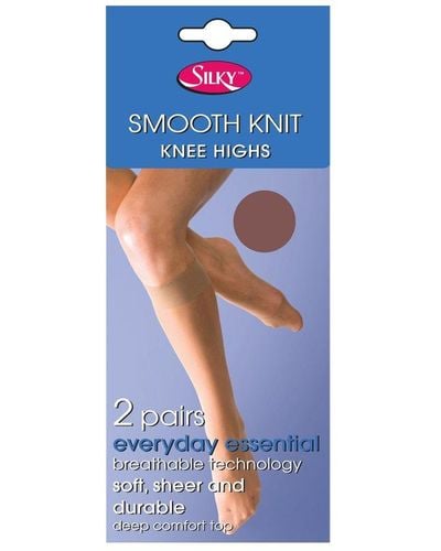 Silky Smooth Knit Knee Highs (2 Pairs) - Blue