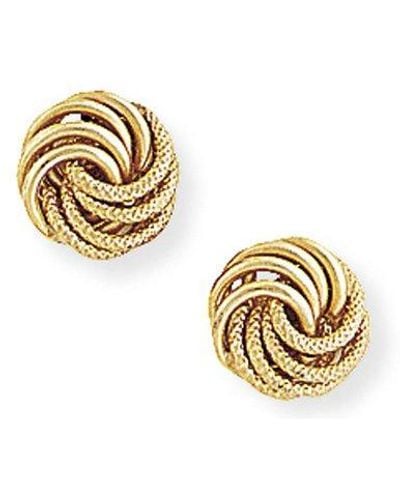 Jewelco London 9ct Yellow Gold Snake Skin Rings Knot Stud Earrings - 8mm - Enr02758 - Metallic