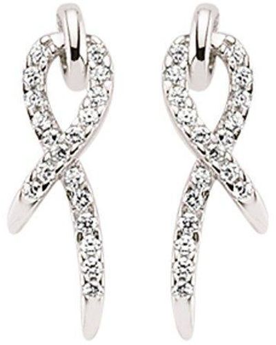 Jewelco London Silver Cz Ribbon Stud Earrings - Gve377 - White