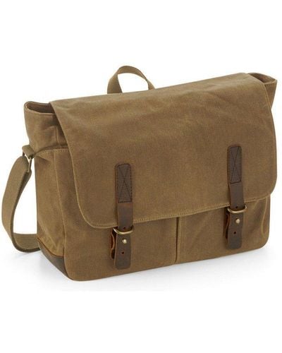 QUADRA Heritage Leather Accents Messenger Bag - Brown