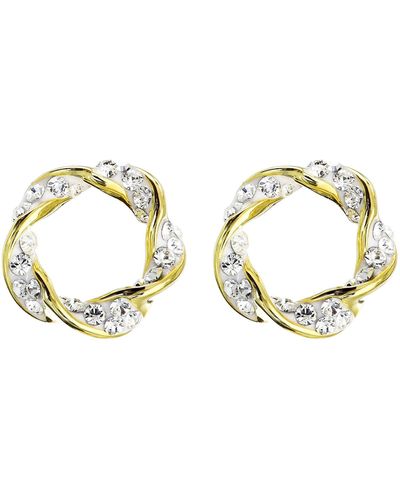 The Fine Collective Sterling Silver Gold Plated Crystal Swirl Stud Earrings - Metallic