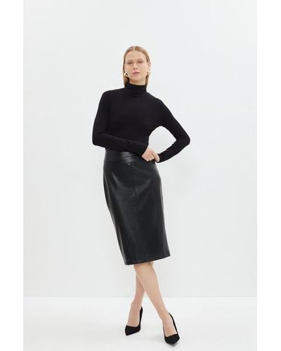 Coast Faux Leather Pencil Skirt - Black