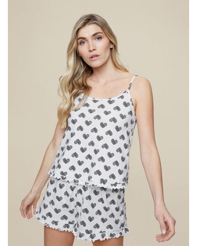 Dorothy Perkins Black And White Heart Print Camisole Set - Natural