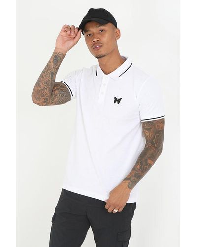 Good For Nothing Short Sleeve Polo Shirt With Contrast Tipping - White