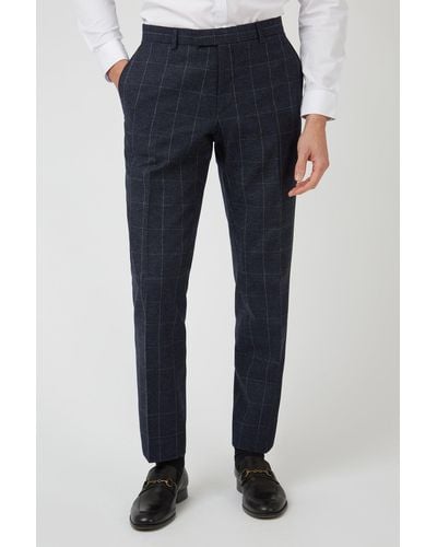 Racing Green Checked Tailored Fit Trouser - Blue