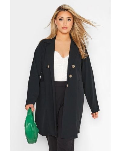 Yours Long Sleeve Button Blazer - Black