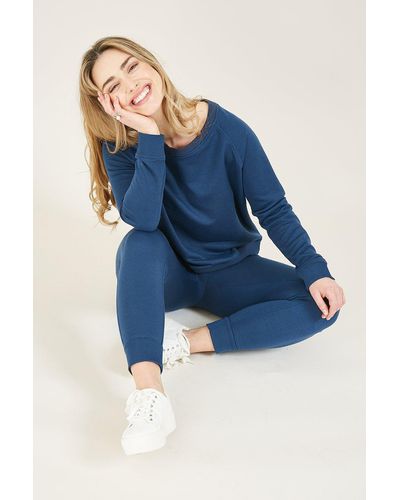 Yumi' Navy Jersey Sweatshirt - Blue