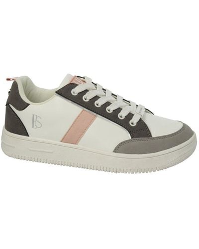 ELLE Sport Low Lace Up Trainer With Multiple Coloured Panels - White