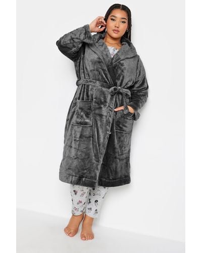 Yours Shawl Dressing Gown - Grey
