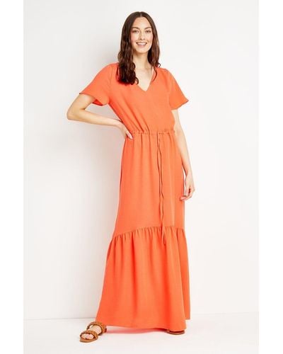 Wallis Tall Red Tiered Maxi Dress - Orange