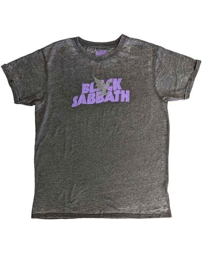 Black Sabbath Logo And Daemon Burnout T Shirt - Grey