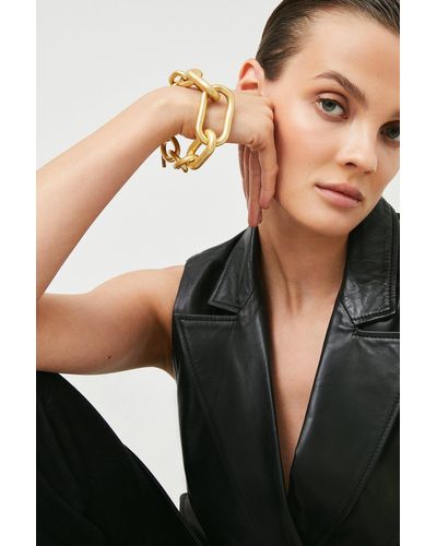 Karen Millen Gold Plated Chunky Bracelet - Black