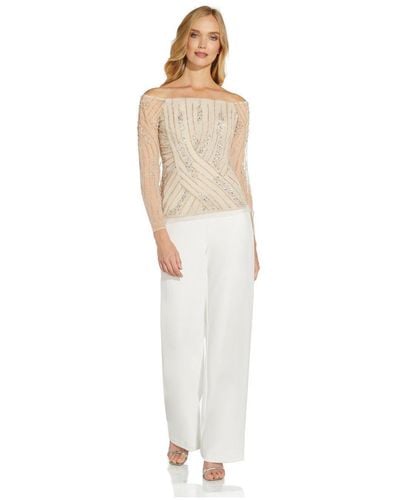 Adrianna Papell Beaded Off Shoulder Top - White