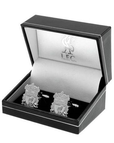 Liverpool Fc Crest Boxed Silver Plated Cufflinks - Black