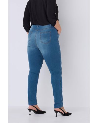 Evans Midwash High Waisted Skinny Jeans - Blue