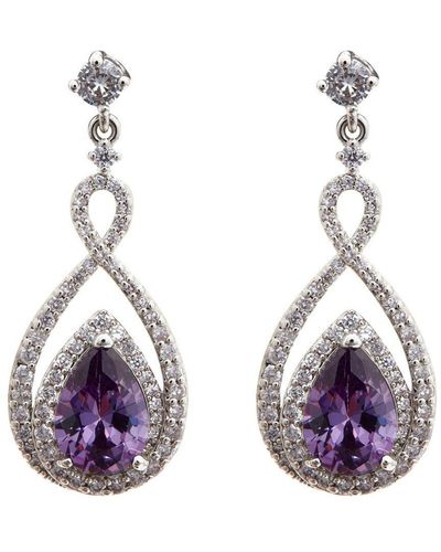 Jon Richard Rhodium Cubic Zirconia Purple Infinity Drop Earrings