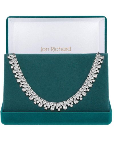 Jon Richard Rhodium Plated Cubic Zirconia Statement Necklace - Gift Boxed - Green