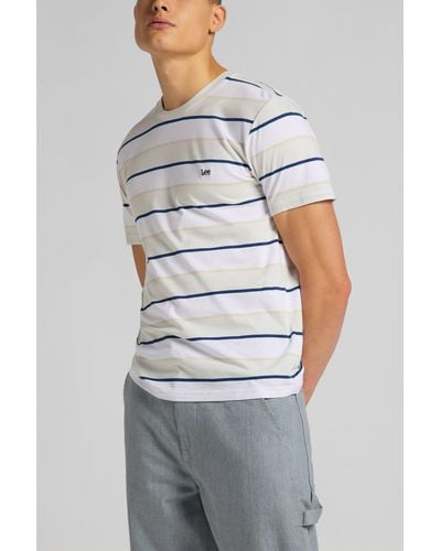 Lee Jeans Short Sve Stripe Tee - Grey