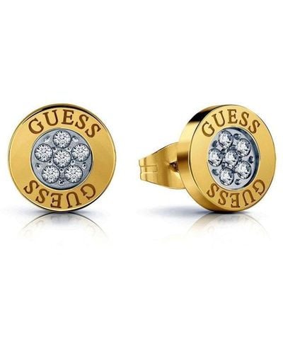 Guess Studs Party Stainless Steel Earrings - Ube02158yg - Metallic