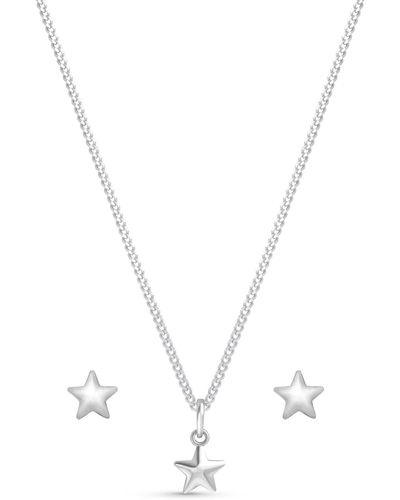 The Fine Collective Kids Star Stud Earring And Pendant Set - White