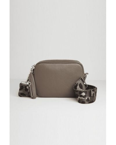Betsy & Floss 'verona' Crossbody Tassel Bag With Dark Leopard Strap - Brown