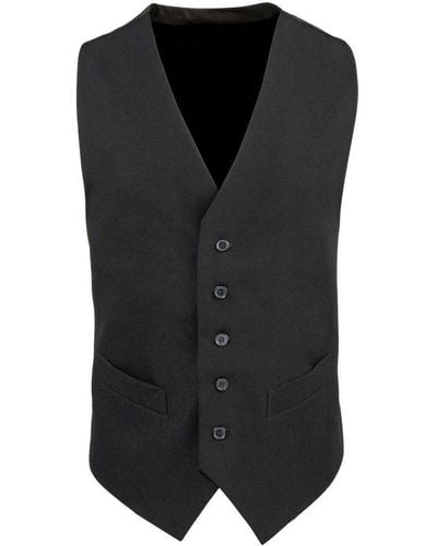 PREMIER Lined Polyester Waistcoat Catering Bar Wear Pack Of 2 - Black