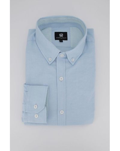 Steel & Jelly Blue Button Down Slim Fit Long Sleeve Shirt