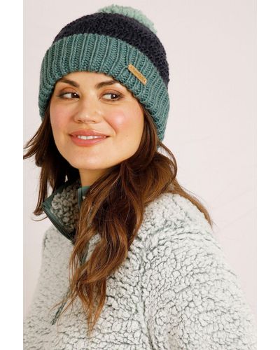 Weird Fish Aliza Eco Textured Bobble Hat - Blue