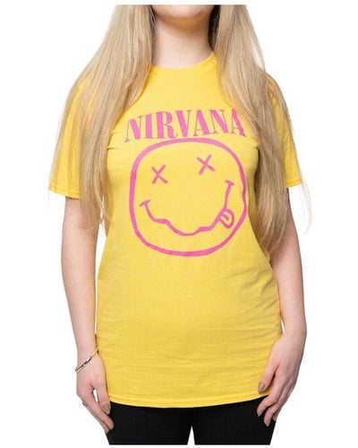 Nirvana Smiley Cotton T-shirt - Yellow