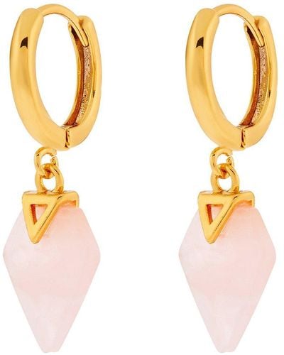 Accessorize Gold-plated Healing Stone Hoops - Rose Quartz - Pink