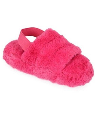 Slumberzzz Quilted Back Strap Slippers - Pink