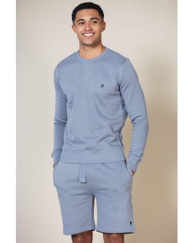 French Connection Cotton Blend Sweatshirt And Short Set - Blue