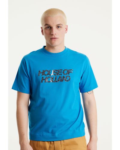 House of Holland Electric Blue Transfer Printed T-shirt