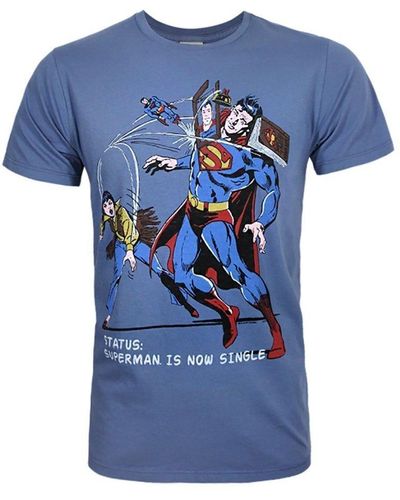 Junk Food Superman Is Now Single Superman T-shirt - Blue