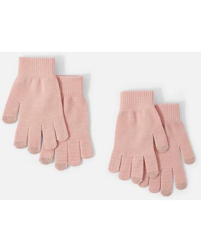 Accessorize Super-stretchy Touchscreen Gloves Set Of Two - Pink