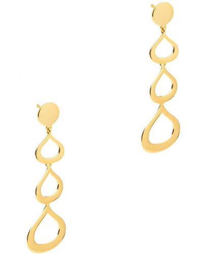 Pure Luxuries Gift Packaged 'samara' 18ct Yellow Gold Plated 925 Silver Cut-out Raindrop Drop Earrings - Metallic