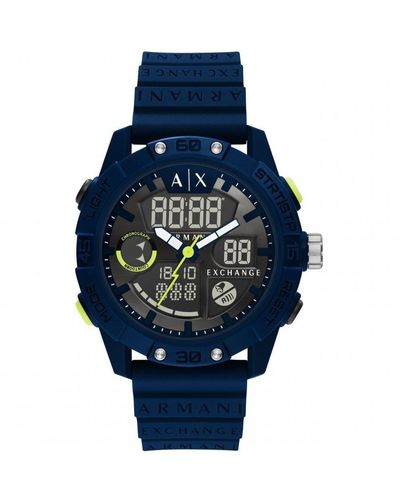 Armani Exchange Nylon Fashion Digital Quartz Watch - Ax2962 - Blue