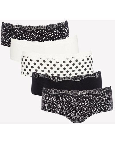 DEBENHAMS 5 Pack Black And White Cotton Rich Shorts