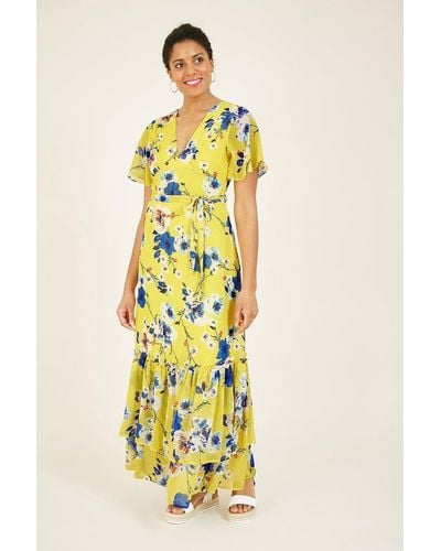 Yumi' Floral Maxi Dress - Yellow