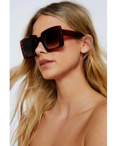 Nasty Gal Oversized Square Sunglasses - Brown
