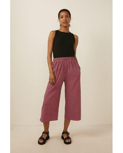 Oasis Check Textured Jersey Trouser - Pink