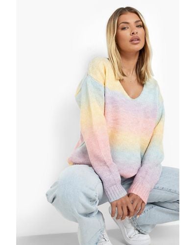 Boohoo Soft Knit Ombre Jumper - White