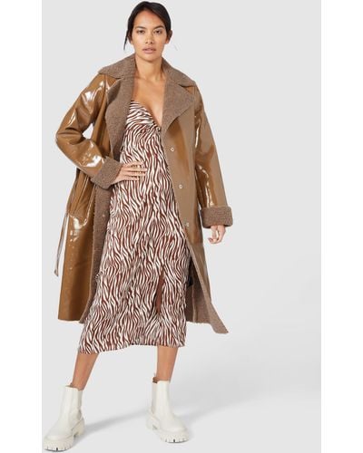 Red Herring Pvc Borg Trench - Brown