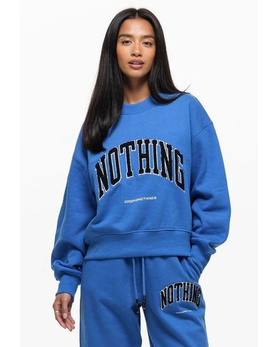 Good For Nothing Oversized Cotton Blend Boucle Logo Sweatshirt - Blue