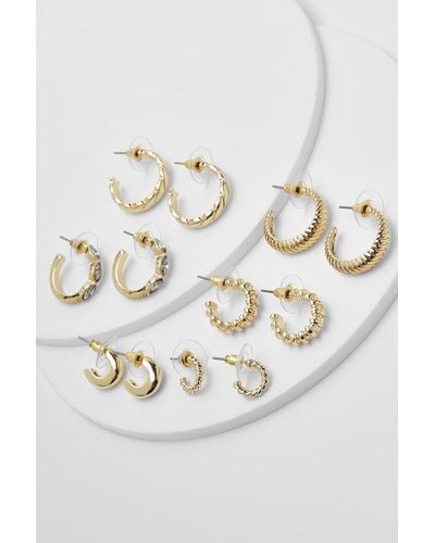 Boohoo Gold Multi Assorted 6 Pack Earring Set - White