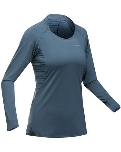 Quechua Decathlon Long-sleeved Mountain Walking T-shirt Mh550 - Blue