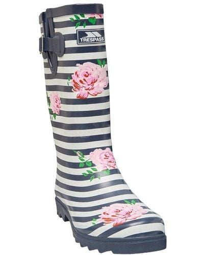 Trespass Elena Floral Wellington Boots - White