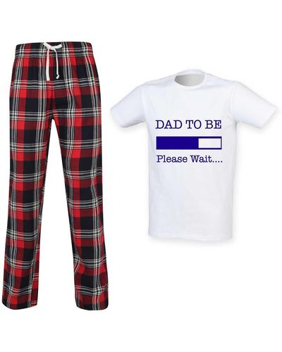 60 SECOND MAKEOVER Dad To Be Loading Tartan Pyjama Set - White