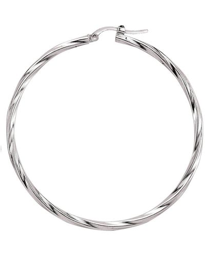 Jewelco London Silver Twisted Hoop Earrings 59mm - Metallic